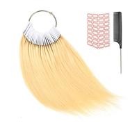 YTBYT 30 pezzi 8 pollici campioni di capelli veri testare modello di colore, per extension ad anello Salon Hair (biondo)