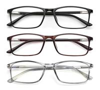 YTDBNS Occhiali da Lettura Luce Blu 3 Pezzi Uomo Donna Cerniera Primavera Nero/Marrone/Grigio 1.75
