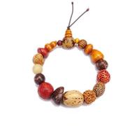 YTDJJWLS 18 braccialetti in stile vintage, con perline in legno naturale per preghiera buddista, in legno, senza pietre preziose