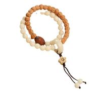 YTDJJWLS Bracciale da 8 mm in giada bianca Bodhi Root Handstring doppio cerchio Buddha perline rosario, legno, senza pietre preziose