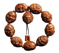 YTDJJWLS Bracciale da uomo con nucleo in oliva, 23 mm, con scultura a forma di Buddha intagliato a mano, in legno, senza pietre preziose