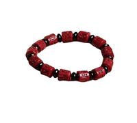 YTDJJWLS Bracciale da uomo in puro cinabro naturale, 10 mm, con sei caratteri, in legno, senza pietre preziose