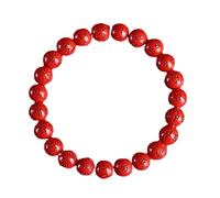 YTDJJWLS Bracciale in cinabro rosso naturale con sei parole vere, amuleto, pietra, nessuna pietra preziosa