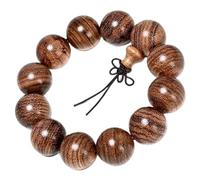 YTDJJWLS Braccialetti in legno di agar Vietnam da 20 mm modello Buddha perline rotonde stringa mano, giallo, 20 mm, legno, senza pietre preziose