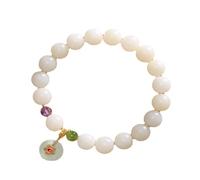 YTDJJWLS Braccialetto Bodhi in giada bianca, da donna, con perline di buddha, accessorio per braccialetto, senza pietre preziose