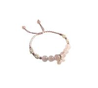 YTDJJWLS Braccialetto con fiore di pesco e cordoncino, da donna, con cristalli rosa a forma di fragola, senza pietre preziose