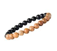 YTDJJWLS Braccialetto con perline in legno naturale, colore nero opaco, per preghiera, in legno, senza pietre preziose