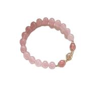 YTDJJWLS Braccialetto da donna con fiore di pesco, 16 cm, con cristalli rosa a forma di fragola, senza pietre preziose