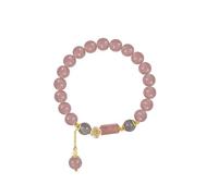 YTDJJWLS Braccialetto da donna con perline di cristallo rosa naturale, pietra preziosa, senza pietre preziose