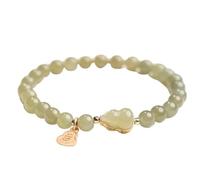 YTDJJWLS Braccialetto da donna in giada naturale, 6 mm, con giada verde zucca, braccialetto ad anello singolo, senza pietre preziose