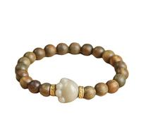 YTDJJWLS Braccialetto da donna in legno di sandalo con perline di Buddha, 8 mm, con radici di Bodhi, perline di Buddha in stile cinese, senza pietre preziose