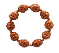 YTDJJWLS Braccialetto da uomo e da donna, 22 mm, con nucleo in oliva, intagliato a mano, grazioso Buddha Maitreya, giallo, 22 mm, legno, senza pietre preziose