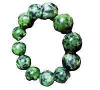 YTDJJWLS Braccialetto elastico con perline rotonde di smeraldo verde naturale, 20 mm, alla moda, senza pietre preziose