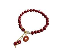 YTDJJWLS Braccialetto in cinabro naturale da 6,5 mm, squisito braccialetto creativo da donna, con pietra, senza pietre preziose