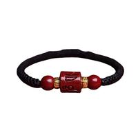 YTDJJWLS Braccialetto in corda intrecciata a mano con sei caratteri, mantra, cinabro, rosso, senza pietre preziose