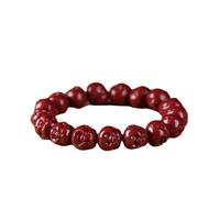 YTDJJWLS Braccialetto Maitreya Buddha sorridente, 8 mm, color sabbia vermiglio, rosso, legno, senza pietre preziose