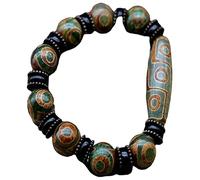 YTDJJWLS Braccialetto Tianzhu con 9 bulbi oculari intrecciati a mano in agata naturale tibetana, amuleto, senza pietre preziose