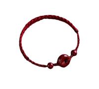 YTDJJWLS Cinnabar - Braccialetto da donna in corda intrecciata rossa naturale, senza pietre preziose