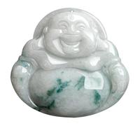 YTDJJWLS Ciondolo in giada naturale da 37,5 mm, con grande ventre Buddha Gong Maitreya, giada ghiacciata, per uomini e donne, pietra, senza pietra preziosa