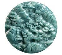 YTDJJWLS Collana con amuleto portafortuna intagliato in giada blu acqua naturale da 53 mm, gioielli vintage, pietra senza pietra preziosa