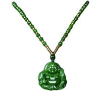 YTDJJWLS Collana con ciondolo a forma di Buddha Maitreya in giada verde cinese, gioielli intagliati, amuleto, pietra, nessuna pietra preziosa