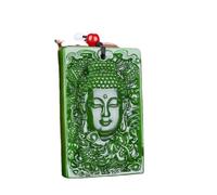 YTDJJWLS Collana con ciondolo a forma di Buddha Tathagata verde naturale intagliato a mano, con pietra preziosa, alla moda