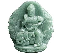 YTDJJWLS Collana con ciondolo a forma di elefante GuanYin in giada verde naturale, senza pietra preziosa