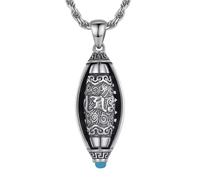YTDJJWLS Collana con ciondolo cilindrico a forma di sei parole vere, accessorio retrò, in alluminio, senza pietre preziose