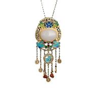YTDJJWLS Collana con ciondolo in giada da 8,1 cm, smaltata, senza pietra preziosa