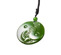 YTDJJWLS Collana con ciondolo in giada verde naturale Taiji Bagua intagliata gioielli amuleto alla moda, pietra, nessuna pietra preziosa