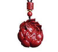 YTDJJWLS Collana con ciondolo in legno naturale intagliato a forma di cinabro, stile Feng Shui, senza pietra preziosa
