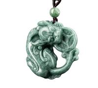 YTDJJWLS Collana con ciondolo Pixiu in giada naturale da 42,3 mm, intagliata a mano, accessorio per gioielli, amuleto, pietra, senza pietra preziosa