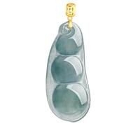 YTDJJWLS Collana con ciondolo portafortuna a forma di fagioli intagliati in giada verde naturale, gioielli in giada, pietre non preziose