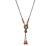 YTDJJWLS Collana da donna in stile retrò, lunga, con nappa, stile etnico, in alluminio, senza pietre preziose