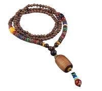 YTDJJWLS Collana fatta a mano in Nepal buddista Mala con perline di legno, gioielli etnici, legno, nessuna pietra preziosa