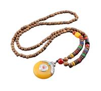 YTDJJWLS Collana in stile etnico vintage, con perline in legno, con ciondolo in pietra nepalese, senza pietra preziosa