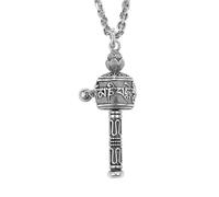 YTDJJWLS Collana tibetana con ciondolo a forma di ruota di preghiera tibetana a sei caratteri, mantra, colore bianco, alluminio, senza pietre preziose