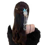 YTDJJWLS Fermaglio per capelli con farfalla e nappa, stile etnico cinese, 1 pezzo (confezione da 1), bianco