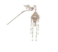 YTDJJWLS Forcina per capelli in stile cinese con nappa fenice e copricapo in stile antico, giallo