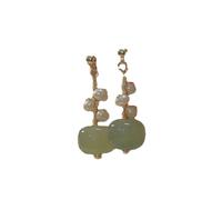 YTDJJWLS Orecchini in stile etnico a forma di goccia d'acqua con nappa, giada, farfalla cinese a forma di ventaglio, accessori Hanfu, gioielli, verde, pietra, senza pietra preziosa