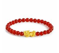 YTDJJWLS Pixiu - Braccialetto da donna in agata rossa, 6 mm, piccolo, alla moda, senza pietre preziose