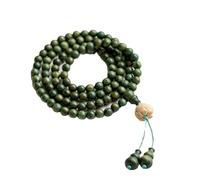 YTDJJWLS Rosario con perline in legno di sandalo naturale, 8 mm, verde, 108, braccialetto buddista, legno, senza pietre preziose
