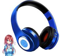 YTDTKJ Nakano Miku Cuffie Bluetooth Quintuplets Quintessential con microfono integrato, auricolari wireless pieghevoli sopra l'orecchio, stereo Hi-Fi per Cosplay, blu