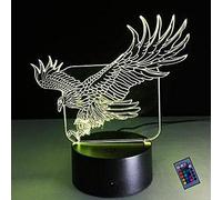 YTDZLTD 3D Aquila Luce Notturna 16 Colori Mutevoli Telecomando USB Potere Toccare Cambiare Illusione Ottica Lampada Arredamento Lampada LED Lampada da Tavolo Bambini Brithday Natale Regalo