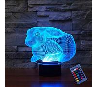 YTDZLTD Creativo 3D Coniglio Luce Notturna 16 Colori Mutevoli Telecomando USB Potere Toccare Cambiare Illusione Ottica Lampada Arredamento Lampada LED Lampada da Tavolo Bambini Brithday Natale Regalo