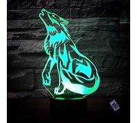 YTDZLTD Creativo 3D Lupo Luce Notturna 16 Colori Mutevoli Telecomando USB Potere Toccare Cambiare Illusione Ottica Lampada Arredamento Lampada LED Lampada da Tavolo Bambini Brithday Natale Regalo