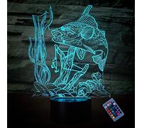 YTDZLTD Creativo 3D Pesce Luce Notturna 16 Colori Mutevoli Telecomando USB Potere Toccare Cambiare Illusione Ottica Lampada Arredamento Lampada LED Lampada da Tavolo Bambini Brithday Natale Regalo