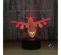 YTDZLTD Illusione Ottica 3D Aereo Luce Notturna 16 Colori Mutevoli Telecomando USB Potere Toccare Cambiare Arredamento Lampada LED Lampada da Tavolo Bambini Brithday Natale Regalo