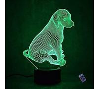 YTDZLTD Illusione Ottica 3D Animale Cane Luce Notturna 16 Colori Mutevoli Telecomando USB Potere Toccare Cambiare Arredamento Lampada LED Lampada da Tavolo Bambini Brithday Natale Regalo