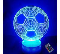 YTDZLTD Illusione Ottica 3D Calcio Lampada Luce Notturna 16 Colori Mutevoli Telecomando USB Potere Toccare Cambiare LED Lampada da Tavolo Bambini Compleanno Natale Regalo